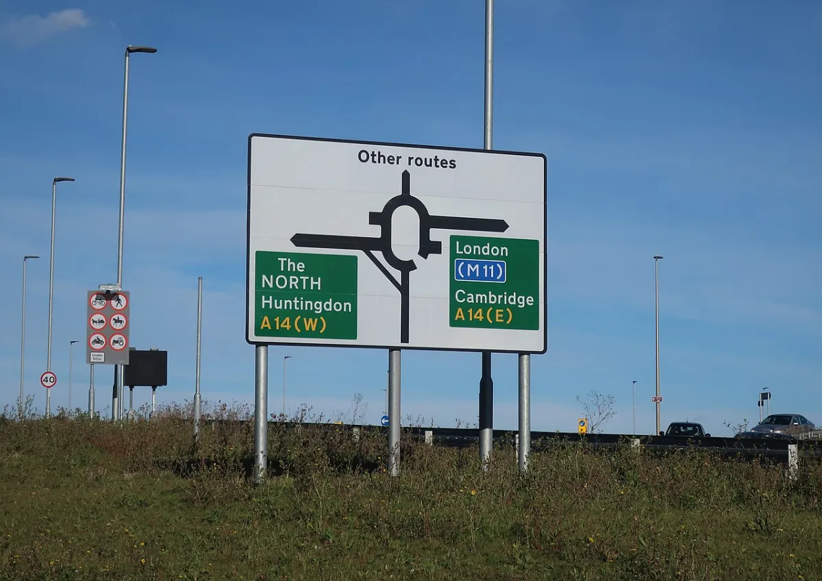 The A14 at Bar Hill, the district's main east-west artery